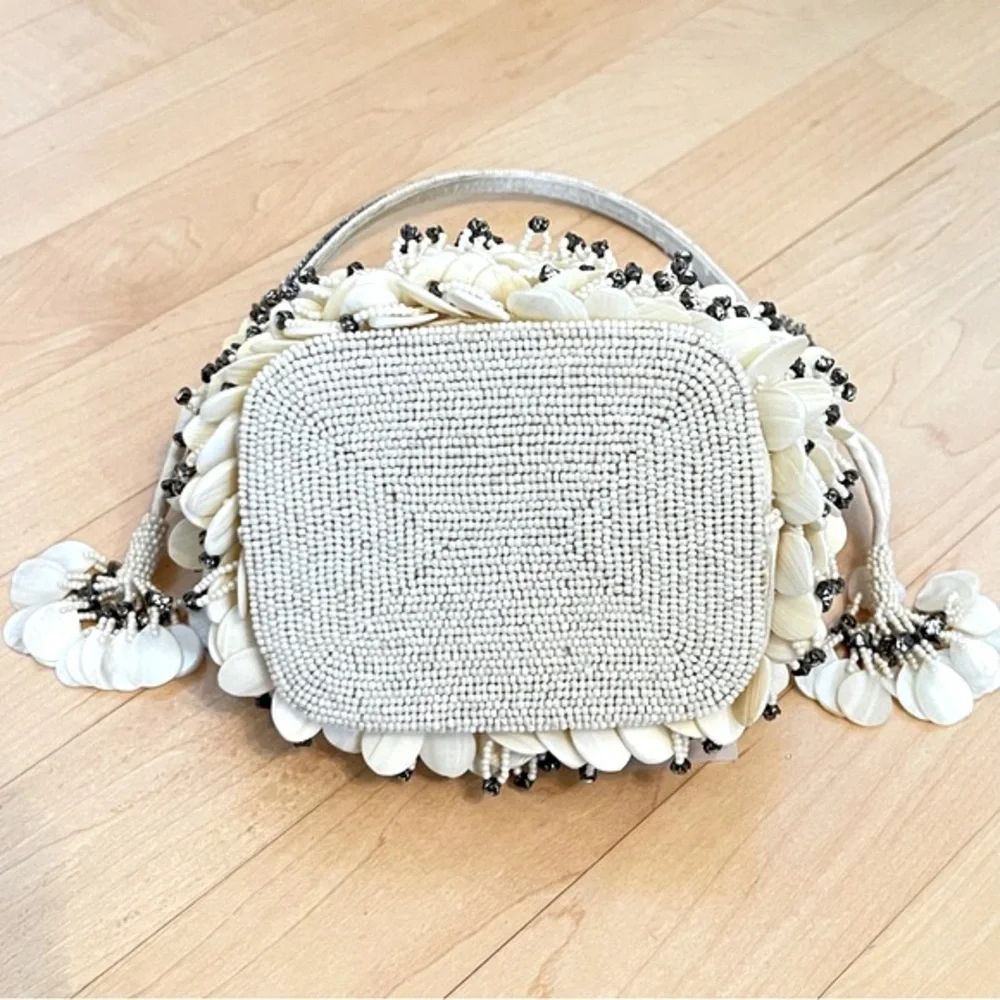 NWT Monique Leshman MOP Shell, Bead, Crystal, & Rhinestone Embellished Purse - Picture 9 of 11